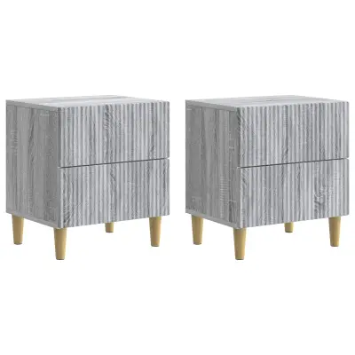 vidaXL Nočna omarica s predalom 2 pcs Siva Sonoma 43 x 34,5 x 48 cm