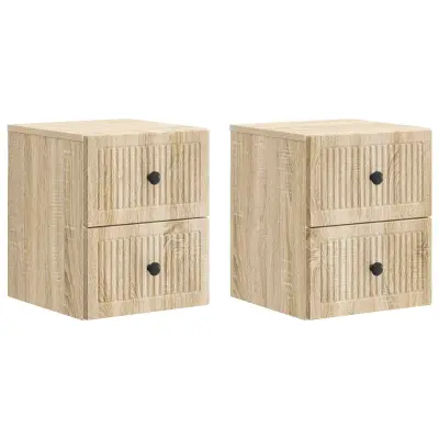 vidaXL Stenski nočni omarici 2 pcs Sonoma hrast 33 x 34,5 x 40 cm
