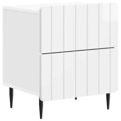 vidaXL Nočna omarica s predalom Bela visok sijaj 43 x 34,5 x 49,5 cm