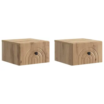 vidaXL Stenski nočni omarici 2 pcs Artisan hrast 33 x 34,5 x 20 cm