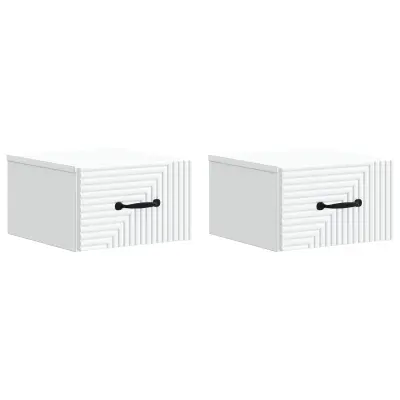 vidaXL Stenski nočni omarici s predalom 2 pcs Bela 34,5 x 33 x 20 cm