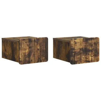 vidaXL Stenski nočni omarici 2 pcs Dimljen hrast 33 x 34,5 x 24 cm
