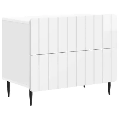 vidaXL Nočna omarica s predalom Bela visok sijaj 62 x 34,5 x 49,5 cm