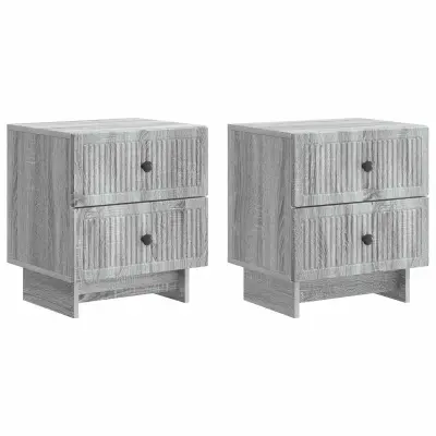 vidaXL Nočna omarica s predalom 2 pcs Siva Sonoma 43 x 34,5 x 47,5 cm