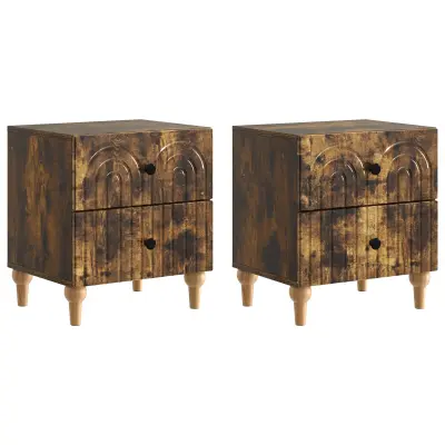 vidaXL Nočna omarica s predalom 2 pcs Dimljen hrast 43 x 34,5 x 48 cm