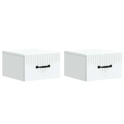 vidaXL Stenski nočni omarici s predalom 2 pcs Bela 34,5 x 33 x 20 cm