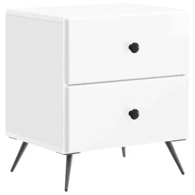 vidaXL Nočna omarica s predalom Bela visok sijaj 43 x 34,5 x 47,5 cm