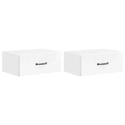 vidaXL Stenski nočni omarici 2 pcs Bela visok sijaj 49 x 34,5 x 20 cm
