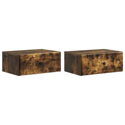 vidaXL Stenski nočni omarici 2 pcs Dimljen hrast 49 x 34,5 x 20 cm