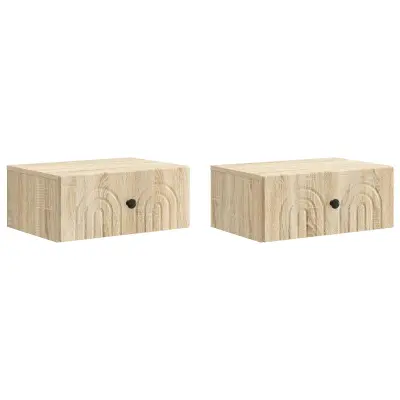 vidaXL Stenski nočni omarici 2 pcs Sonoma hrast 49 x 34,5 x 20 cm