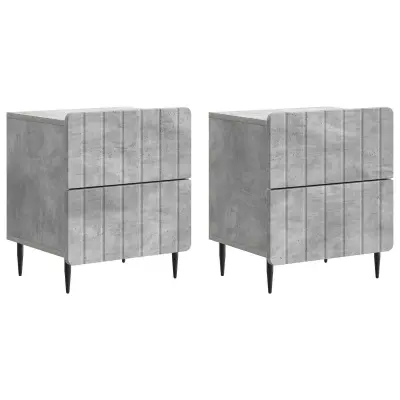 vidaXL Nočna omarica 2 pcs Betonsko siva 43 x 34,5 x 49,5 cm