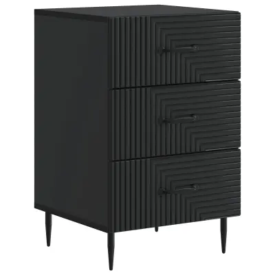 vidaXL Nočna omarica s predalom Črna 43 x 41 x 66,5 cm Inženirski les