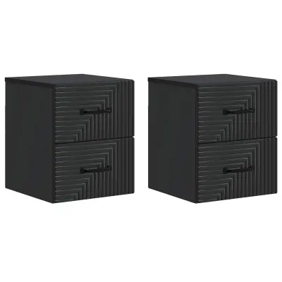 vidaXL Stenski nočni omarici s predalom 2 pcs Črna 34,5 x 33 x 40 cm