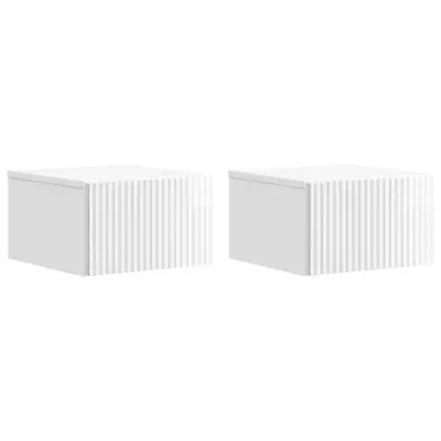 vidaXL Stenski nočni omarici 2 pcs Bela visok sijaj 33 x 34,5 x 20 cm