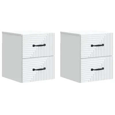 vidaXL Stenski nočni omarici s predalom 2 pcs Bela 34,5 x 33 x 40 cm