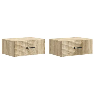 vidaXL Stenski nočni omarici 2 pcs Sonoma hrast 49 x 34,5 x 20 cm