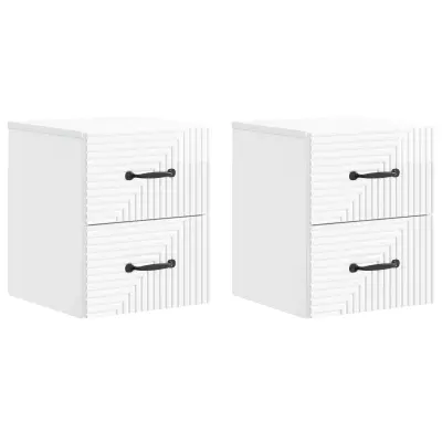vidaXL Stenski nočni omarici 2 pcs Bela visok sijaj 34,5 x 33 x 40 cm