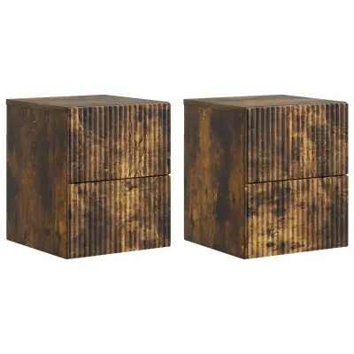 vidaXL Stenski nočni omarici 2 pcs Dimljen hrast 33 x 34,5 x 40 cm