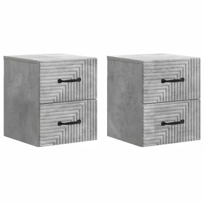 vidaXL Stenski nočni omarici 2 pcs Betonsko siva 34,5 x 33 x 40 cm