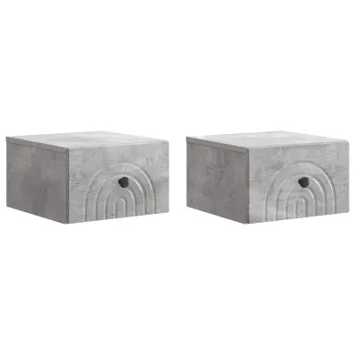 vidaXL Stenski nočni omarici 2 pcs Betonsko siva 33 x 34,5 x 20 cm