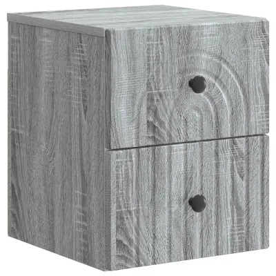 vidaXL Stenski nočni omarici s predalom Siva Sonoma 33 x 34,5 x 40 cm
