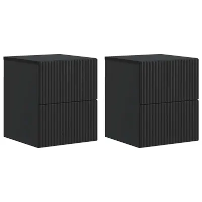 vidaXL Stenski nočni omarici s predalom 2 pcs Črna 33 x 34,5 x 40 cm