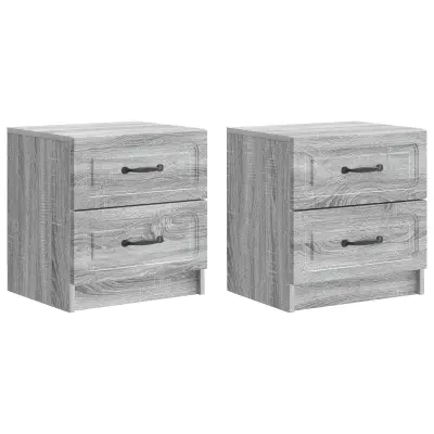 vidaXL Nočna omarica s predalom 2 pcs Siva Sonoma 43 x 34,5 x 44,5 cm