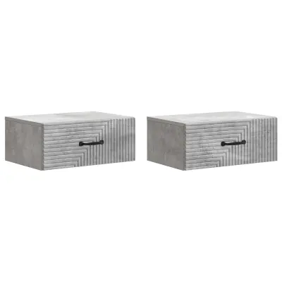 vidaXL Stenski nočni omarici 2 pcs Betonsko siva 49 x 34,5 x 20 cm