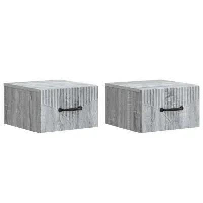 vidaXL Stenski nočni omarici 2 pcs Siva Sonoma 34,5 x 33 x 20 cm