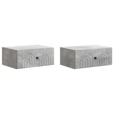 vidaXL Stenski nočni omarici 2 pcs Betonsko siva 49 x 34,5 x 20 cm