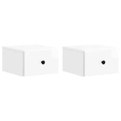 vidaXL Stenski nočni omarici 2 pcs Bela visok sijaj 34,5 x 33 x 20 cm