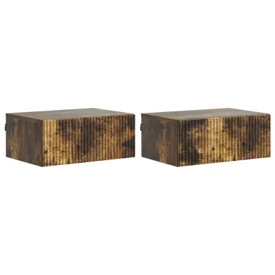 vidaXL Stenski nočni omarici 2 pcs Dimljen hrast 49 x 34,5 x 20 cm