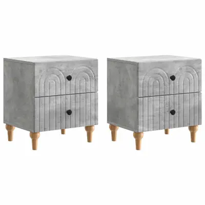 vidaXL Nočna omarica s predalom 2 pcs Betonsko siva 43 x 34,5 x 48 cm