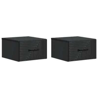 vidaXL Stenski nočni omarici s predalom 2 pcs Črna 34,5 x 33 x 20 cm