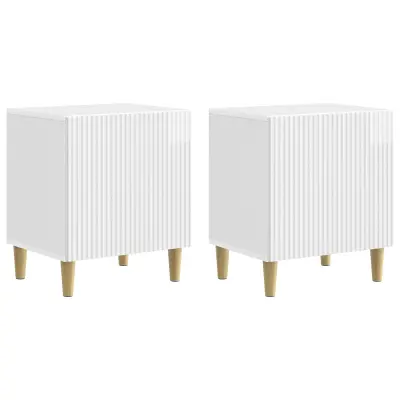 vidaXL Nočna omarica 2 pcs Bela visok sijaj 43 x 34,5 x 50 cm