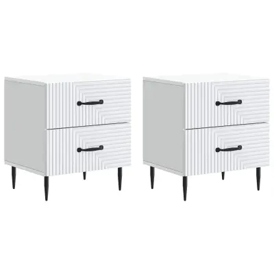 vidaXL Nočna omarica 2 pcs Bela 43 x 34,5 x 47,5 cm Inženirski les