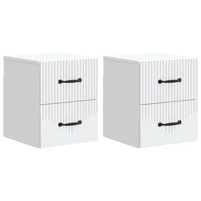 vidaXL Stenski nočni omarici s predalom 2 pcs Bela 34,5 x 33 x 40 cm