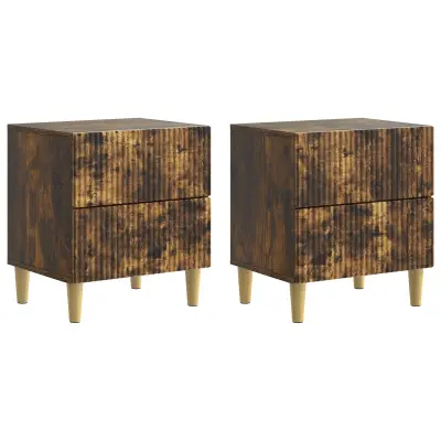 vidaXL Nočna omarica s predalom 2 pcs Dimljen hrast 43 x 34,5 x 48 cm
