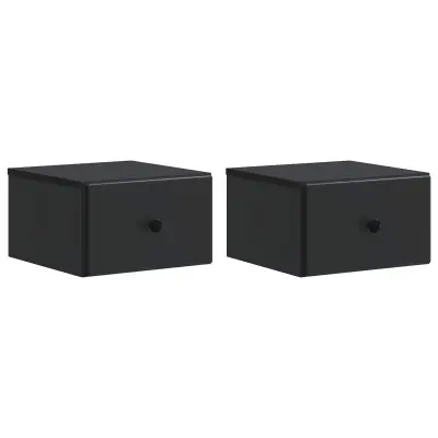 vidaXL Stenski nočni omarici s predalom 2 pcs Črna 34,5 x 33 x 20 cm