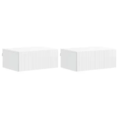 vidaXL Stenski nočni omarici 2 pcs Bela visok sijaj 49 x 34,5 x 20 cm