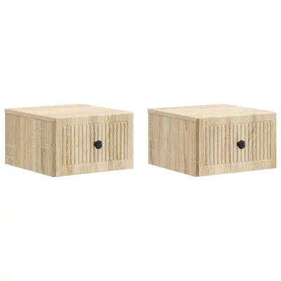 vidaXL Stenski nočni omarici 2 pcs Sonoma hrast 33 x 34,5 x 20 cm