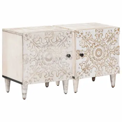 vidaXL Nočna omarica 2 pcs Bela 40 x 33,5 x 46 cm Masiven les manga