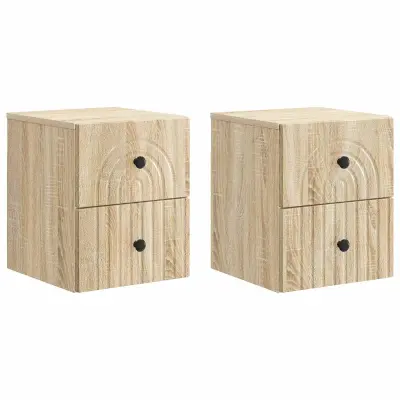 vidaXL Stenski nočni omarici 2 pcs Sonoma hrast 33 x 34,5 x 40 cm