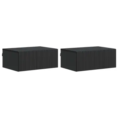 vidaXL Stenski nočni omarici s predalom 2 pcs Črna 49 x 34,5 x 20 cm