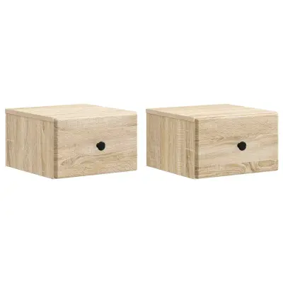 vidaXL Stenski nočni omarici 2 pcs Sonoma hrast 34,5 x 33 x 20 cm