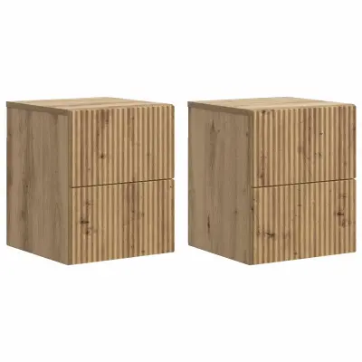 vidaXL Stenski nočni omarici 2 pcs Artisan hrast 33 x 34,5 x 40 cm