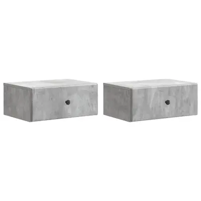 vidaXL Stenski nočni omarici 2 pcs Betonsko siva 49 x 34,5 x 20 cm