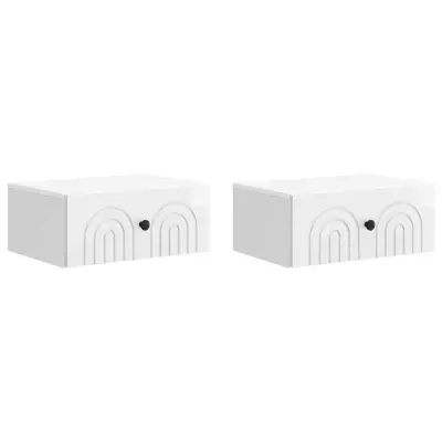 vidaXL Stenski nočni omarici 2 pcs Bela visok sijaj 49 x 34,5 x 20 cm