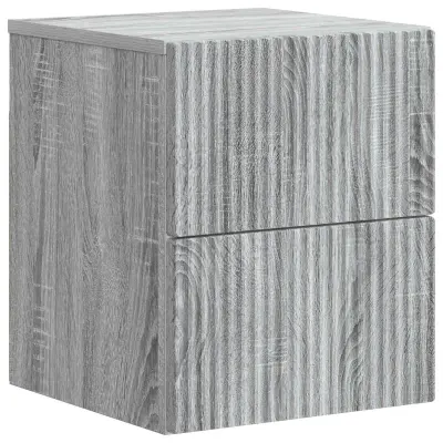 vidaXL Stenski nočni omarici s predalom Siva Sonoma 33 x 34,5 x 40 cm