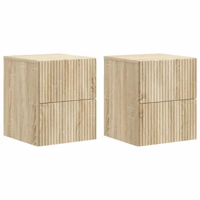 vidaXL Stenski nočni omarici 2 pcs Sonoma hrast 33 x 34,5 x 40 cm